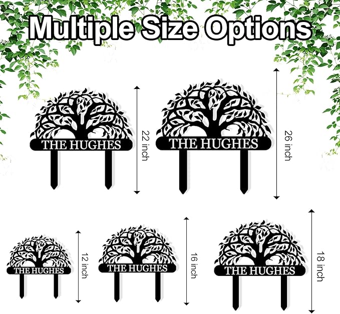 Personalized Custom Tree of Life Metal Family Name Sign - Outdoor Yard Decor, Garden Art Gift