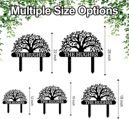 Personalized Custom Tree of Life Metal Family Name Sign - Outdoor Yard Decor, Garden Art Gift