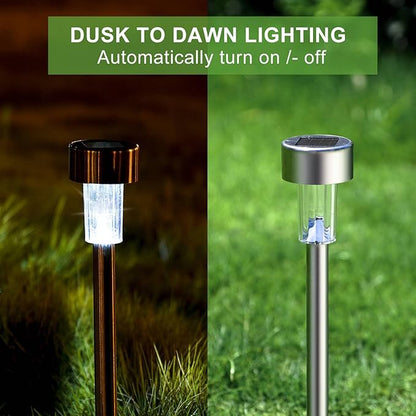 Dream Master Solar Lights Outdoor Waterproof, Stainless Steel LED Landscape Lighting, Solar Garden Lights, Outdoor Decorations for Yard, Pathway, Walkway, Patio, Lawn - 12 Pack (Cold White)