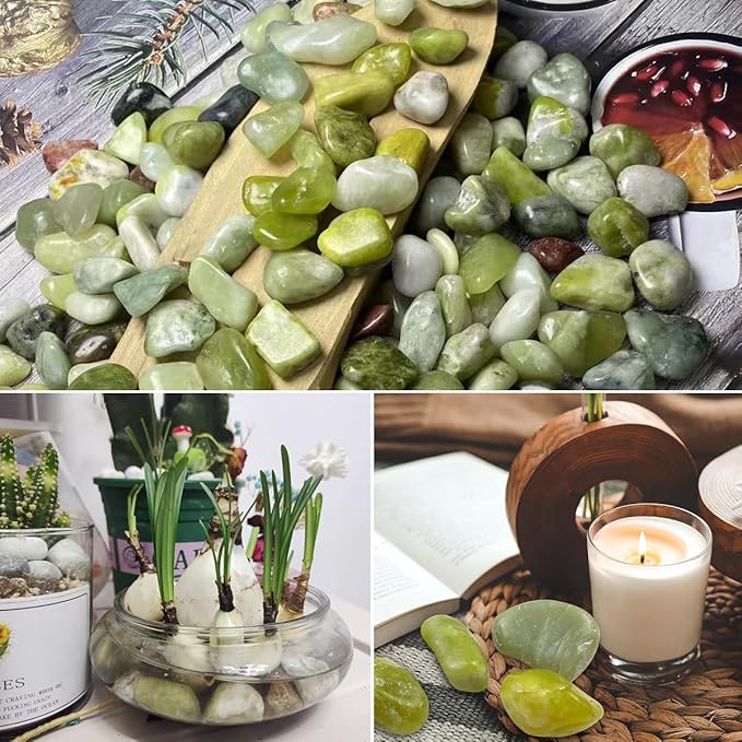 YISZM 5lbs Pebbles for Indoor Plants, 1-2 Inch Jade High Polished River Rocks Outdoor Decorative Stones Vase Filler Fish Tank Aquariums Landscaping Garden Outdoor and Indoor DIY