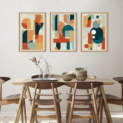 FWIEXA Mid Century Modern Wall Art Set Framed, Modern Canvas Art Wall Decor, Large Abstract Wall Painting, 3 Piece 16x24 Inches Artwork for Living Room, Bedroom, Office