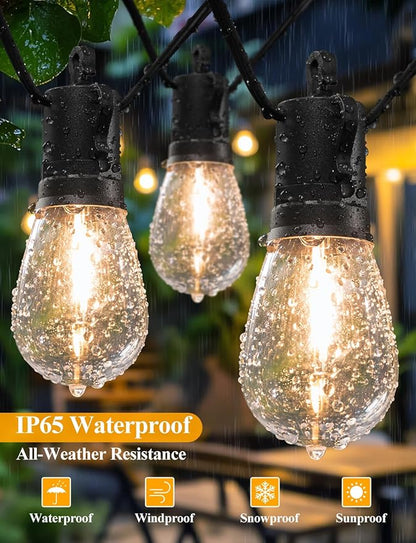 Brightever LED Outdoor String Lights 100FT Patio Lights with 30+2 Shatterproof S14 Dimmable Edison Bulbs, Vintage LED String Lights for Outside, Waterproof Bistro Lights for Party, Birthday, Holiday
