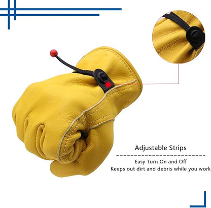 HLDD HANDLANDY 2 Pairs Leather Work Gloves for Men & Women, Reinforced Durable Palm for Welding, Farm, Gardening, Driving