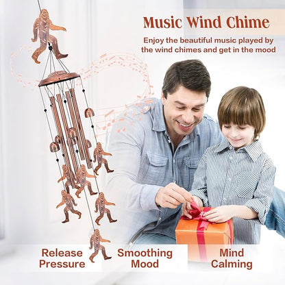 Bigfoot Wind Chimes for Outside,Big Foot Sasquatch Gifts for Men Women/Memorial Gifts/Birthday Gift Metal windchimes Outdoors/Indoors,Garden Decor,Patio,Home,Porch,Yard Decoration
