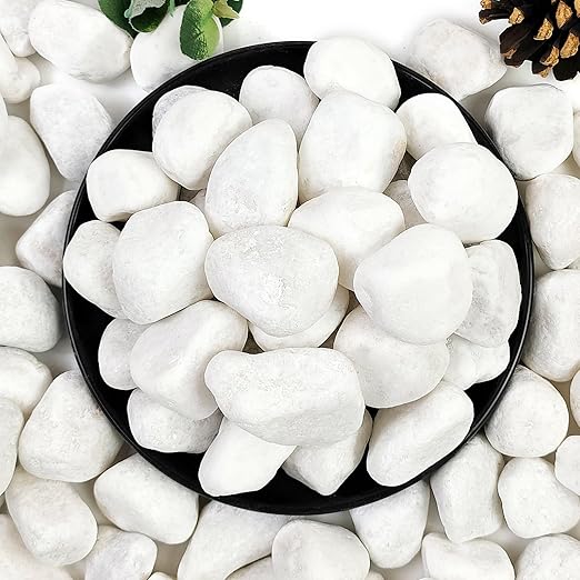 YISZM 20lb White River Rocks for Landscaping, 1-2 Inch Natural Pebbles for Indoor Plants, Snow White Decorative Stones, Ideal for Fish Tank, Vases, Crafting, Home Decor and Garden Rocks