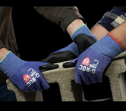 MAGID D-ROC AeroDex Cut-Resistant Gloves, 7/S, 1 Pair, Nitrile, Breathable, Lightweight Fabric Construction Gloves for Women (Blue/Black)