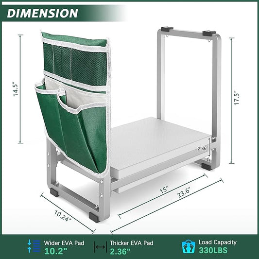 FLINTER 10.2" Wider Garden Kneeler and Seat, Heavy Duty Thick Gardening Bench for Kneeling and Seat - Garden Kneelers for Seniors, Gardening Stools for Women, Grandparents, Gardeners, Gray