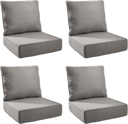 Outdoor Cushion Set for Furniture Patio Furniture, UV Resistant, Water Resistant - 6 Inch Thick Foam Garden Cushions– 22x24 Inch Patio Seat Covers for Chair/Sofa/Couch | Grey | 4-Pack |
