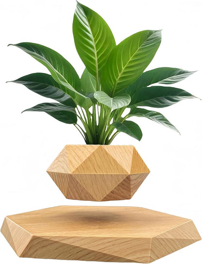 Levitating Plant Pot, Floating Plant Pot Small Floating Flower Pot, 360° Rotating Floating Pots for Plants, Floating Planter for Levitating Decor, Levitating Display Home Office Desk Decor (Yellow)