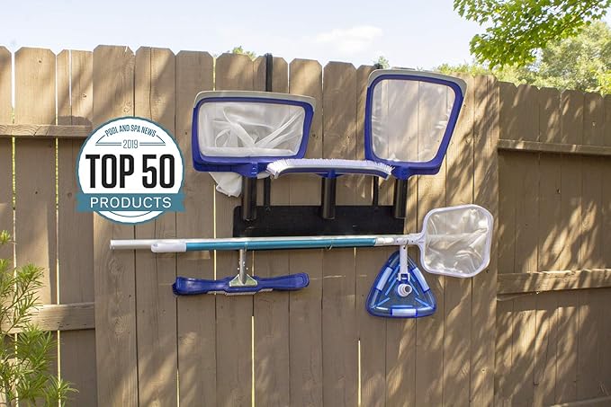 Poolmaster Outdoor Wall-Mounted Tool Organizer Rack, Heavy-Duty Garden Tool Holder and Swimming Pool Equipment Storage for Backyard, Fence, or Garage