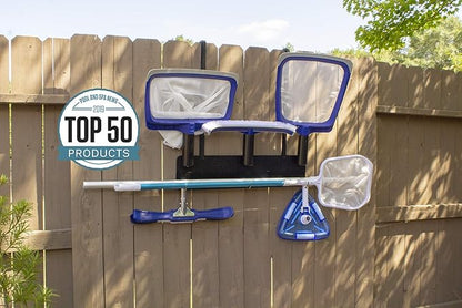 Poolmaster Outdoor Wall-Mounted Tool Organizer Rack, Heavy-Duty Garden Tool Holder and Swimming Pool Equipment Storage for Backyard, Fence, or Garage