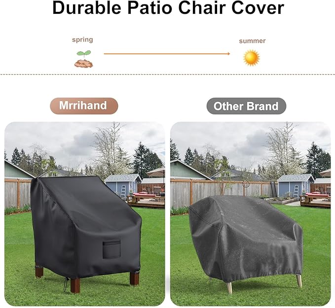 Patio Chair Covers Waterproof, Mrrihand Lounge Deep Seat Cover, Heavy Duty Outdoor Lawn Patio Furniture Covers (31" W x 38" D x 30" H - 2 Pack)