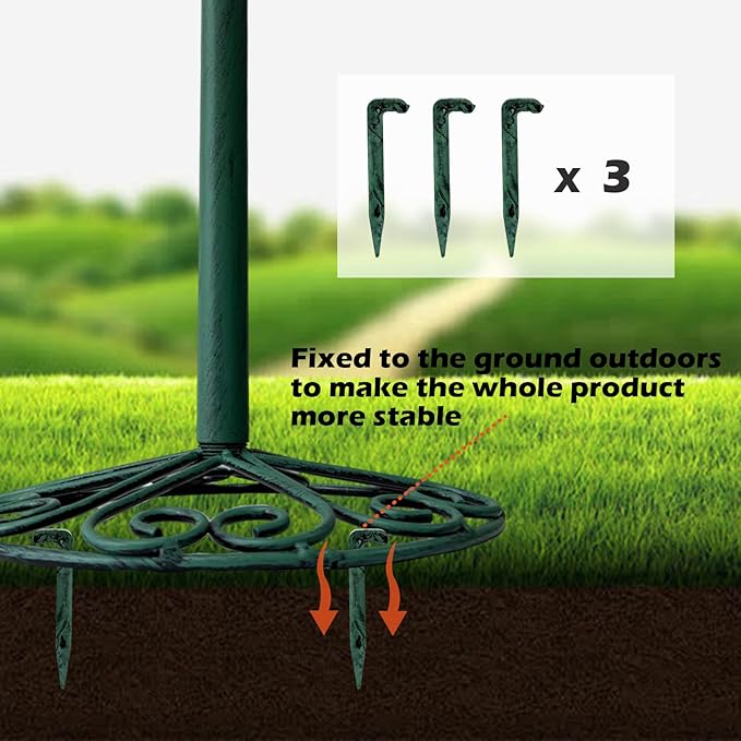 Freestanding Birdbath for Outside, 25.5 inch Height Outdoor Garden Bird Bath, Metal Bird Feeder with Magnetic Dragonfly for Garden Yard Patio Lawn Decor, Green