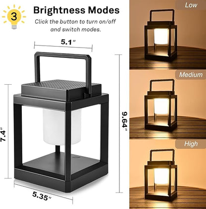 Outdoor Table Lamp, LED Solar Outdoor Lantern, Portable Rechargeable Solar Lamp Waterproof, Touch Control Outdoor Lamps Cordless Lights Decorative for Patio Family Camp/ Reading/ Camping
