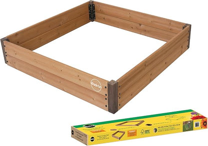Miracle-GRO 4 x 4 Ft. Wooden Raised Garden Bed, 12.8 Cu. Ft. Above Ground Garden with Powder-Coated Metal Brackets for Decks and Yards