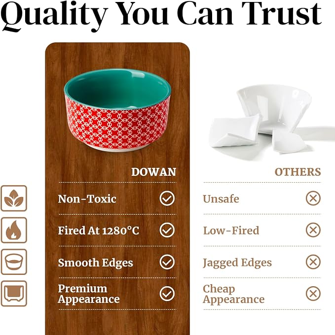 DOWAN 8 oz Ramekins with Lids Oven Safe for Creme Brulee, Ceramic Custard Cups for Baking, Porcelain Souffle Dishes, Small Bowls for Pudding Dip Sauces Charcuterie Dessert, Set of 6, Vibrant Colors