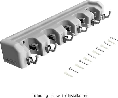 Wall Organizer with Adjustable Slots and Hooks - Wall-Mounted Tool and Broom Holder - Organization and Storage for the Kitchen and Garage by Stalwart