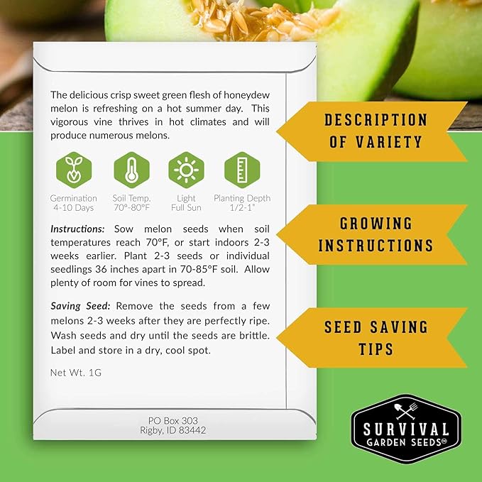 Fruit Seeds for Planting - 8 Variety Pack | Watermelon, Cantaloupe, Melon, Strawberry, Cucamelon for Home Vegetable Gardens - Non-GMO Heirloom Fruits - Survival Garden Seeds