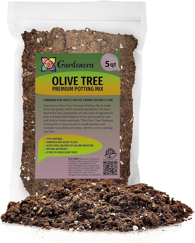 Premium Potting Mix for Olive Trees by Gardenera - Maximized Nutrient Retention and Growth Potential - 5 Quart