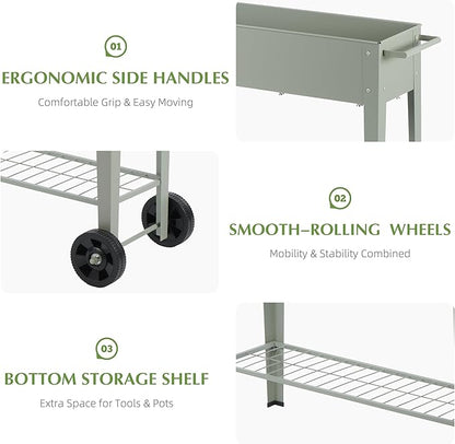 DDK Outdoor Heavy Duty Metal Raised Garden Bed with Legs (Green)