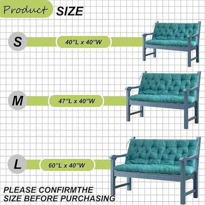 Swing Replacement Cushions with Backrest, 2 or 3 Seater Waterproof Non-Slip Overstuffed Swing Pad, Indoor/Outdoor Bench Cushion for Porch Chair Swings Garden Furniture (Lake blue, 40 * 60 in)