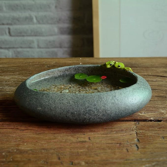 Top Collection Garden Frogs On Long Functional Stone Flower Pot Planter Figurine