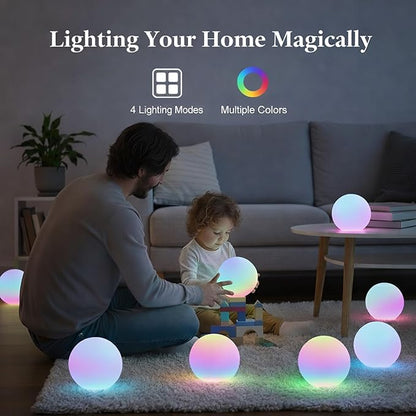 2 Pack 3-inch Smart Sphere Night Light, Rechargeable LED Ball Lights, 16 RGB Color Change Mood Lighting, Waterpro Battery Ideal for Pool Bedroom Kids Room Party and Holiday Ambient Lighting