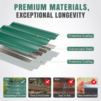 INNO STAGE Galvanized Raised Garden Bed, 6x3x1FT Oval Metal Raised Garden Beds for Vegetables, Rust-Resistant & Easy Assembly, Outdoor Planter Box for Gardening, Flowers, Herbs (Green)