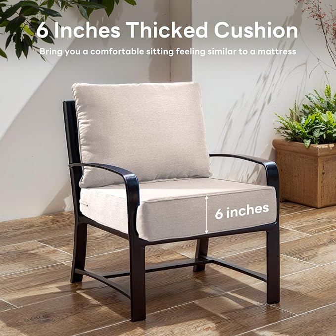 6" Thicker Outdoor Chair Cushion 10 Sets - 24" *24" *6" Waterproof Patio Furniture Cushions with Removable Cover, 28D High Density Sponge Filling Thicken Outdoor Patio Cushions - Beige