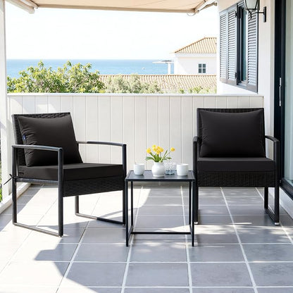 MIULEE Black Outdoor Chair Cushion 22x22 Inch for Patio Furniture Linen Textured Waterproof & 3 Year Color Fastness Seat and Back Couch Cushion with Ties No Slip Design