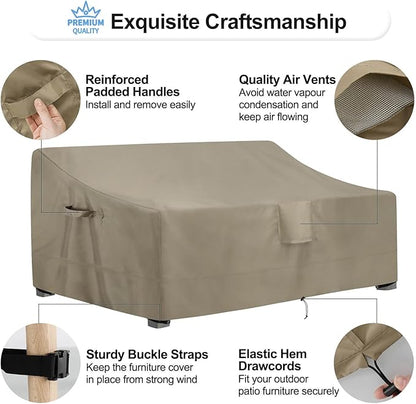 OutdoorLines Outdoor Waterproof Patio 4-Seater Couch Cover - UV Resistant Patio Sofa Furniture Covers Weatherproof Heavy Duty Glider Covers for Outdoor Furniture, 104Wx32.5Dx33H Inches, Camel