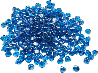 VEVOR Fire Glass, 20 LBS / 9 KG High-Temperature Resistant Fireplace Rocks, 1 Inch / 25.4 mm Reflective Firepit Glass Diamond Beads, High Luster Stone Landscaping for Fire Pit Table, Caribbean Blue