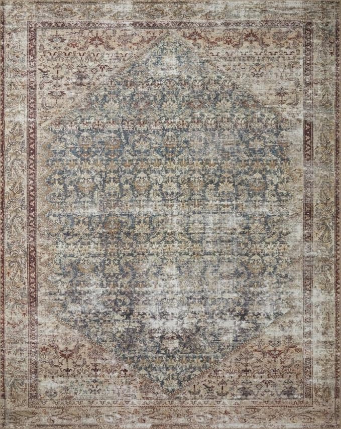 Loloi Amber Lewis Georgie Collection GER-04 Teal/Antique 2'-6" x 7'-6", .19" Pile Height, Runner Rug