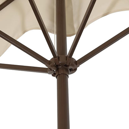 JONATHAN Y Half Umbrella UMB1200B Sidney 9 ft. Classic MidCentury Rectangular Market Patio with Crank, Wind Vent and UV Protection in Cream/White