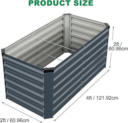 Galvanized Raised Garden Bed 6x3x2ft, Raised Beds for Gardening, Reinforced Support Bars & Safety Edges for Vegetables, Flowers, Herbs, Gray (Grey, 4x2x2FT)