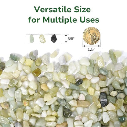 GreatBuddy 10-lb Decorative Rocks for Indoor Plants, 3/8" Jade Pebbles for Planters, Gravel for Succulent, Vases, Bamboo, Garden Landscaping, Crafts, Aquariums, Natural Polished