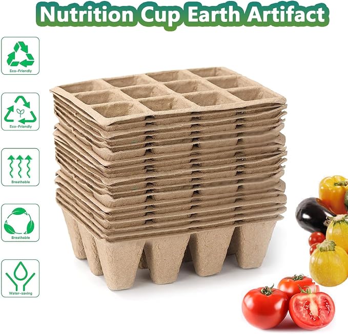 240 Cells Seed Starter Tray, 20 Pack Biodegradable Peat Pots with 200 Labels, Plant Starter Kit for Seedlings