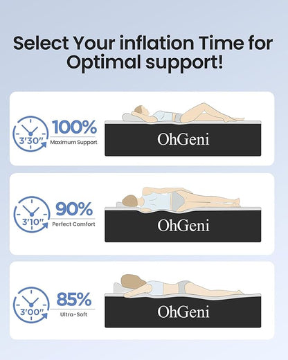 OhGeni Air Mattress Queen with Built in Pump, Ideal Alternative to a Bed, Blow Up Colchones Inflables Mattress for Guests, Portable Air Mattresses, 18" Raised Elevated Air Bed for Camping, Dark Blue