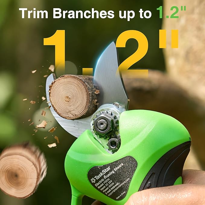 TaskStar 2-in-1 Electric Pruning Shears: 20V Cordless Pole Pruner 1.2" Cutting Diameter - 2 Pcs 4000mAh Battery, 9Ft Telescopic Pole, Extra SK5 Blade, 3 Modes Brushless Power Tree Pruner for Gardening