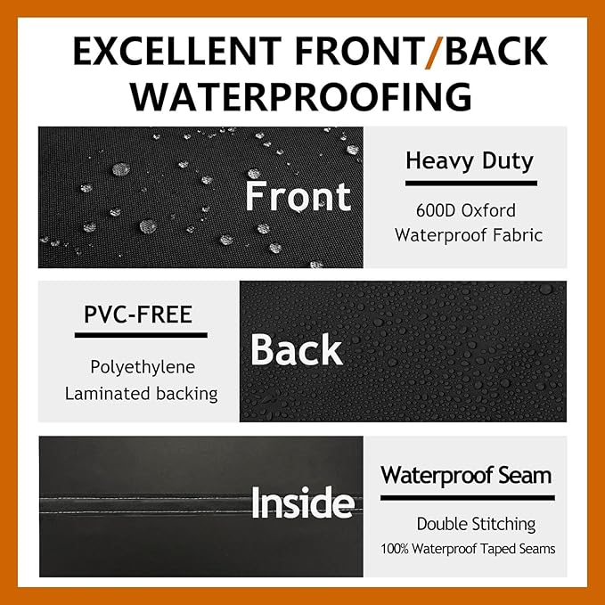 Heavy Duty Outdoor Sectional Cover, 85“ x 85" V-Shaped 5-Seater Waterproof 600D Patio Furniture Covers, Outside Lawn Patio Couch Protector(Midnight Black, V-Shaped-85 x85)