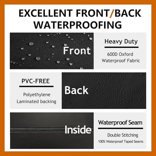 Heavy Duty Outdoor Sectional Cover, 104"X83" Waterproof 600D Patio Sectional Couch Covers, Lawn Patio Furniture Protector(Midnight Black,L-Shaped-Right Facing-104 x83)