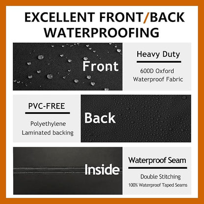 Curved Patio Furniture Cover for Outdoor Sectional Sofa, 190"(128") Reinforced Waterproof 600D Patio Couch Covers, Lawn Outside Garden Furniture Winter Protector-Midnight Black