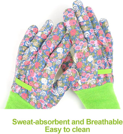 Ainiv Floral Gardening Gloves for Women/Ladies, Non-Slip Garden Work Gloves,Breathable Yard Work Glove Light Working Gloves