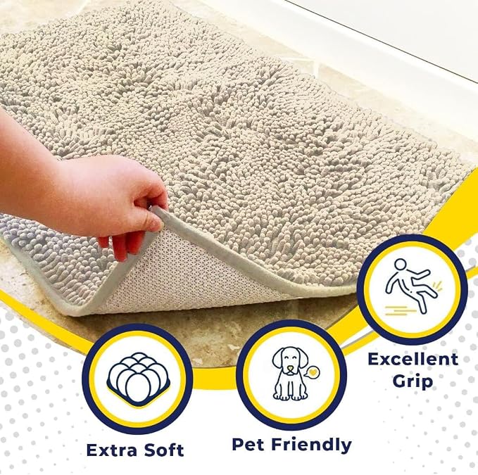 Muddy Mat® | Super Water Absorbent Door Mat Indoor, Microfiber Quick Dry Chenille Entryway Rug, Slip Resistant Front Door Mat, Indoor Mats for Entryway, Machine Washable Pet Rug, Ivory 28" x 48"