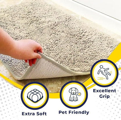 Muddy Mat® | Super Water Absorbent Door Mat Indoor, Microfiber Quick Dry Chenille Entryway Rug, Slip Resistant Front Door Mat, Indoor Mats for Entryway, Machine Washable Pet Rug, Ivory 2ft x 4ft