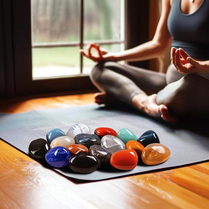 Polished Stone Set Howlite Crystals, 0.8" Handpicked Tumbled Gemstones Rocks, Pebbles for Reiki, Chakra, Healing, Home Decor