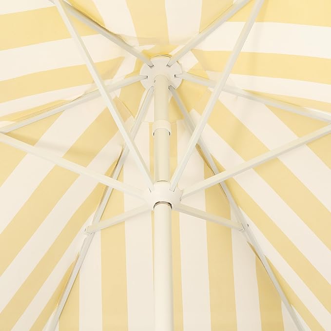 JONATHAN Y UMB1001 Collins 9 ft. Classic Cottage Tassel Market Patio Umbrella with Auto-Tilt, Crank, Wind Vent and UV Protection