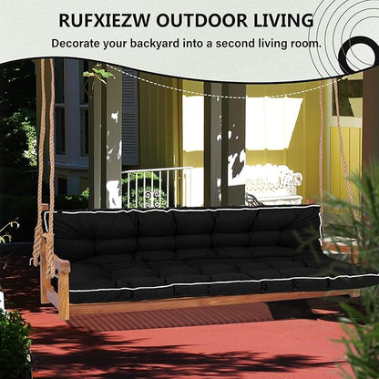 2/3 Seater Swing Replacement Cushion, Waterproof Porch Swing Cushions with Backrest, Thickened Bench Cushions for Outdoor Furniture, for Outdoor Patio Swing (Black, 70.8 * 40in)
