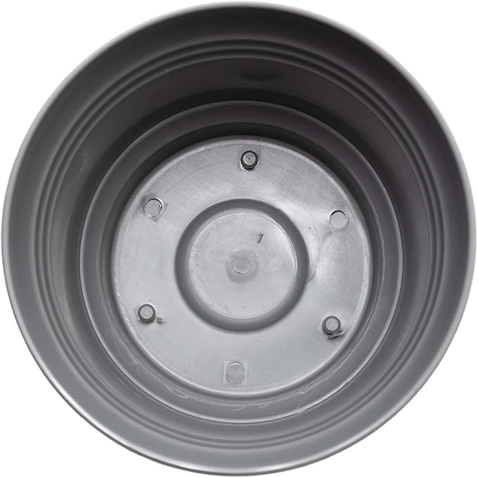 Bloem Saturn 5" Charcoal Round Resin Planter Pot with Snap-in Saucer for Indoor and Outdoor Gardening