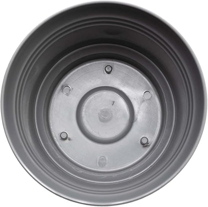 Bloem Saturn 5" Charcoal Round Resin Planter Pot with Snap-in Saucer for Indoor and Outdoor Gardening